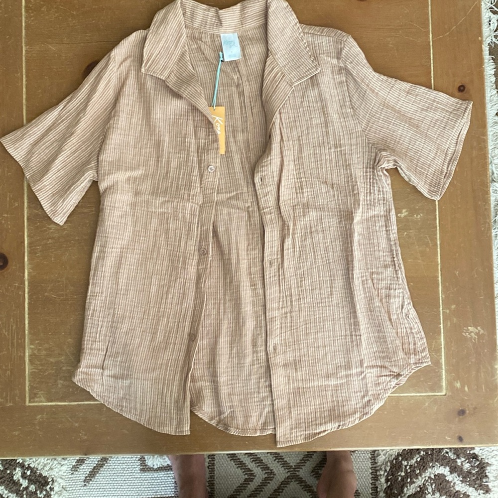 Kona Sol | Cotton Striped Button down